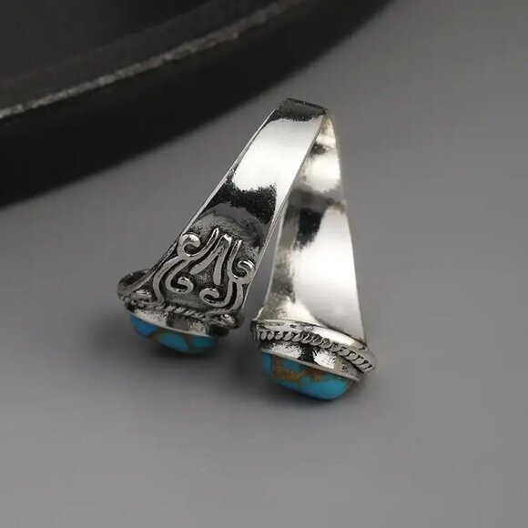 Vintage Spoon Ring - Fashionable Silver Plating with Vibrant Turquoise Inlay - - Picture 5 of 5
